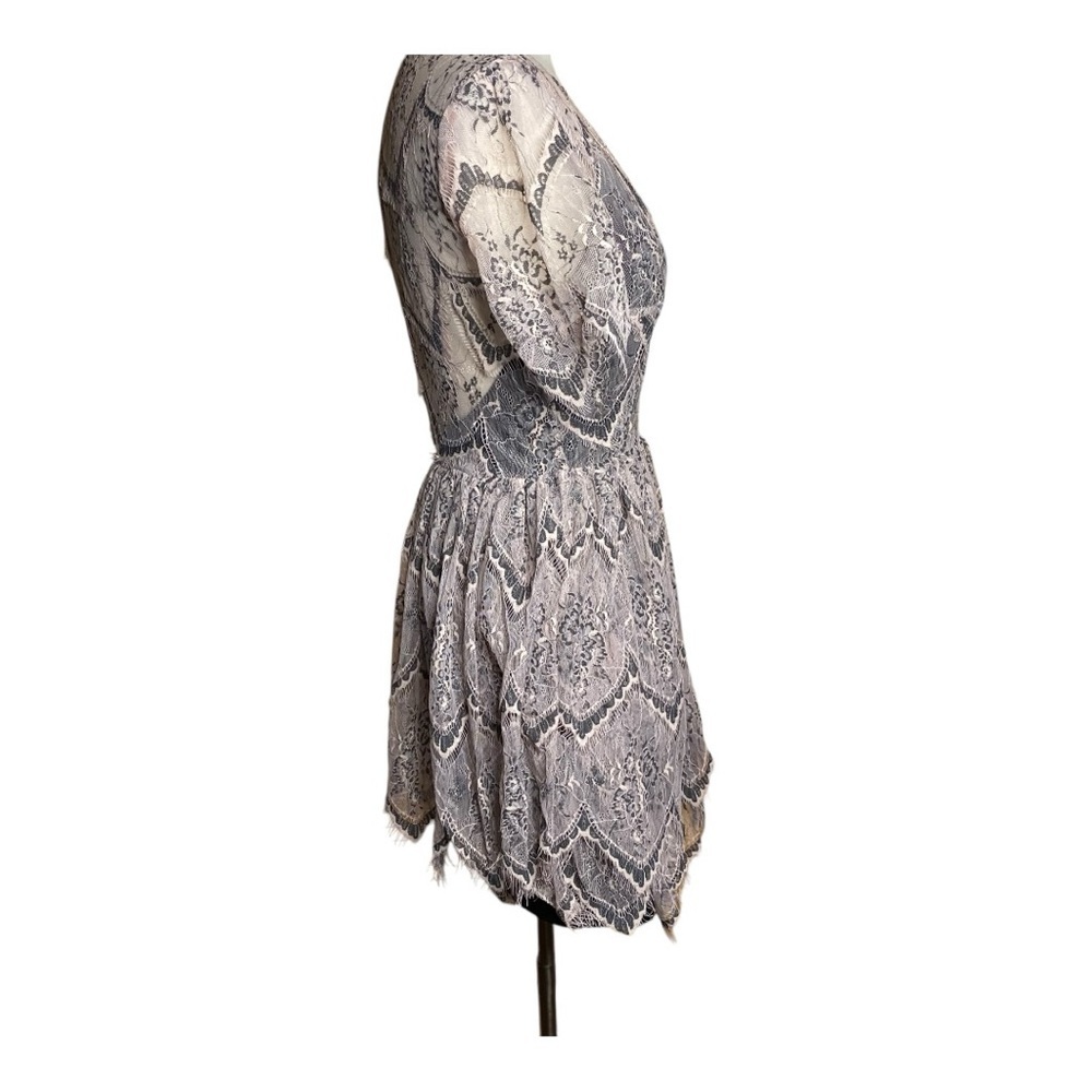 Free People She’s So Lovely Lace Mini Dress Ivory Black Size 2 - Picture 6 of 13